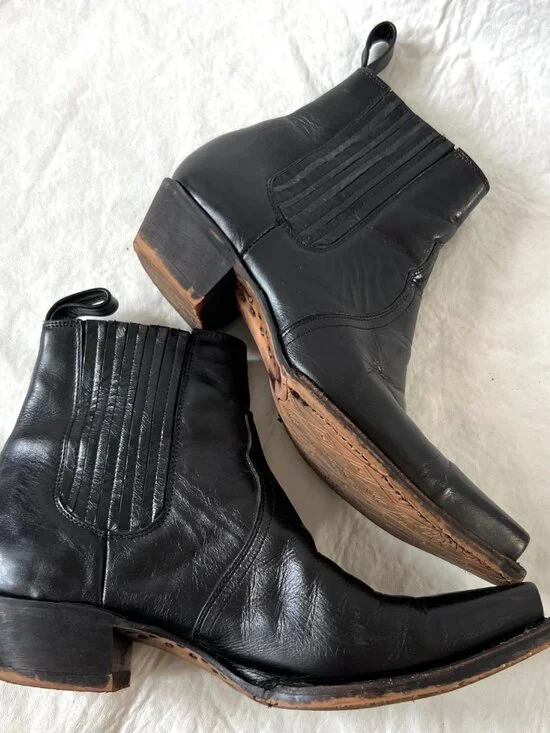 Tony Lama boots Coco short ankle booties womens 7.5 black leather snip toe - Picture 7 of 10